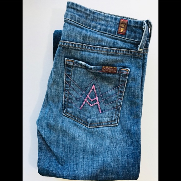 7 For All Mankind Denim - 7 For All Mankind Pink A” pocket Flare Jeans